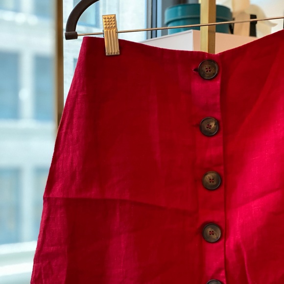 Reformation linen Candy Skirt in Cherry Red - Picture 2 of 8